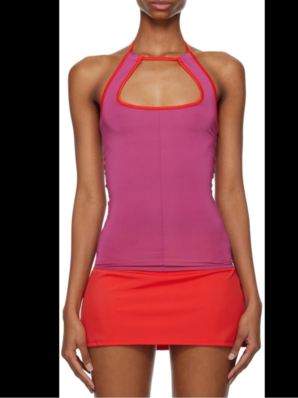 Gimaguas Magenta Halter Tank with Red Trim